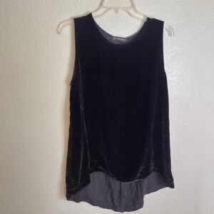 Cut loose velvet hi low Sleeveless tank top Black Sz M